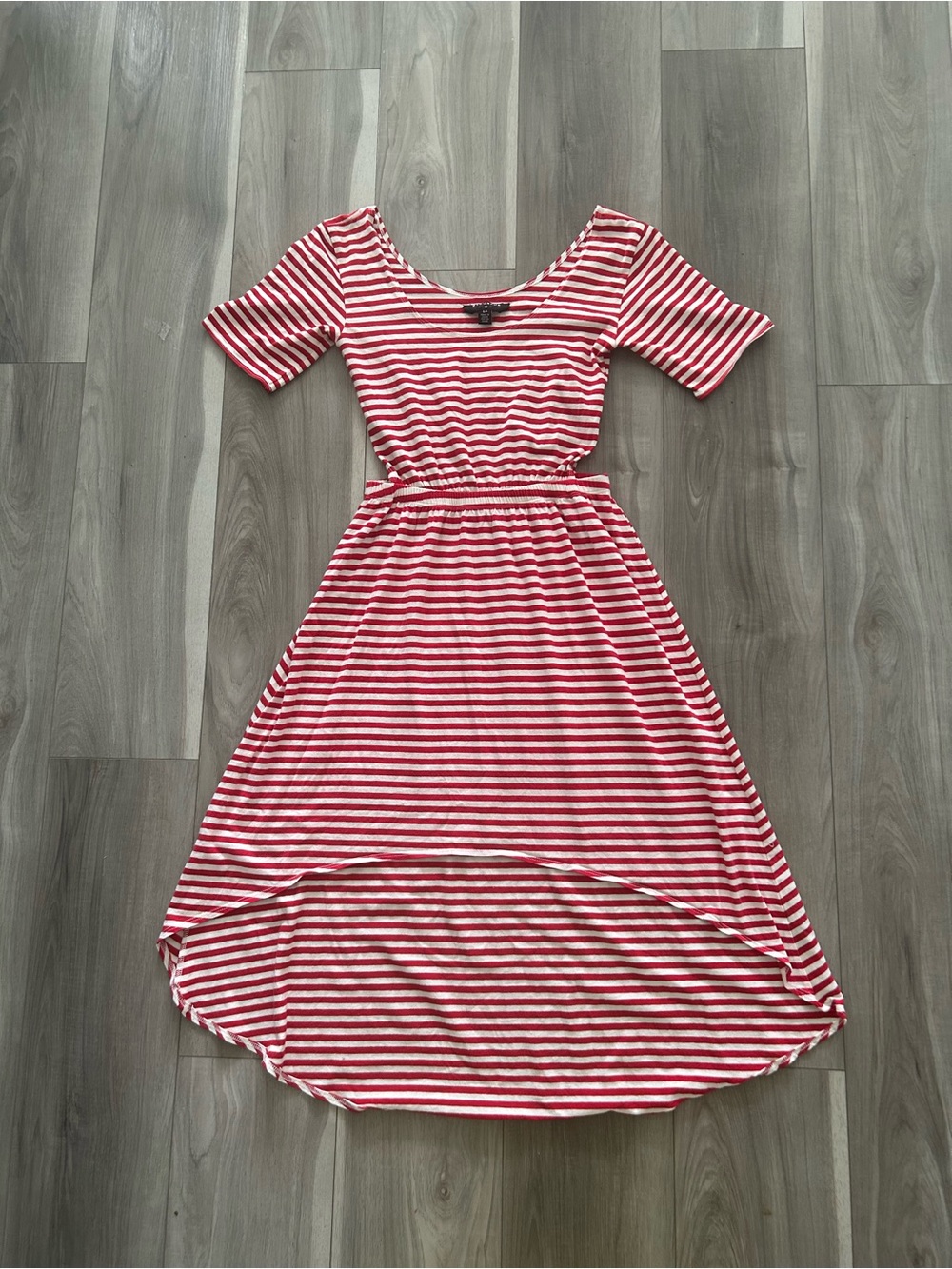 ByCorpus for Urban Outfitters Red & White Striped High-Low Cutout Dress Size S